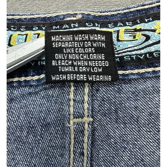 Nothing Jeans Womens 20 Blue Wide Flared Denim Y2K Button Fly Pockets Plus - Picture 8 of 12